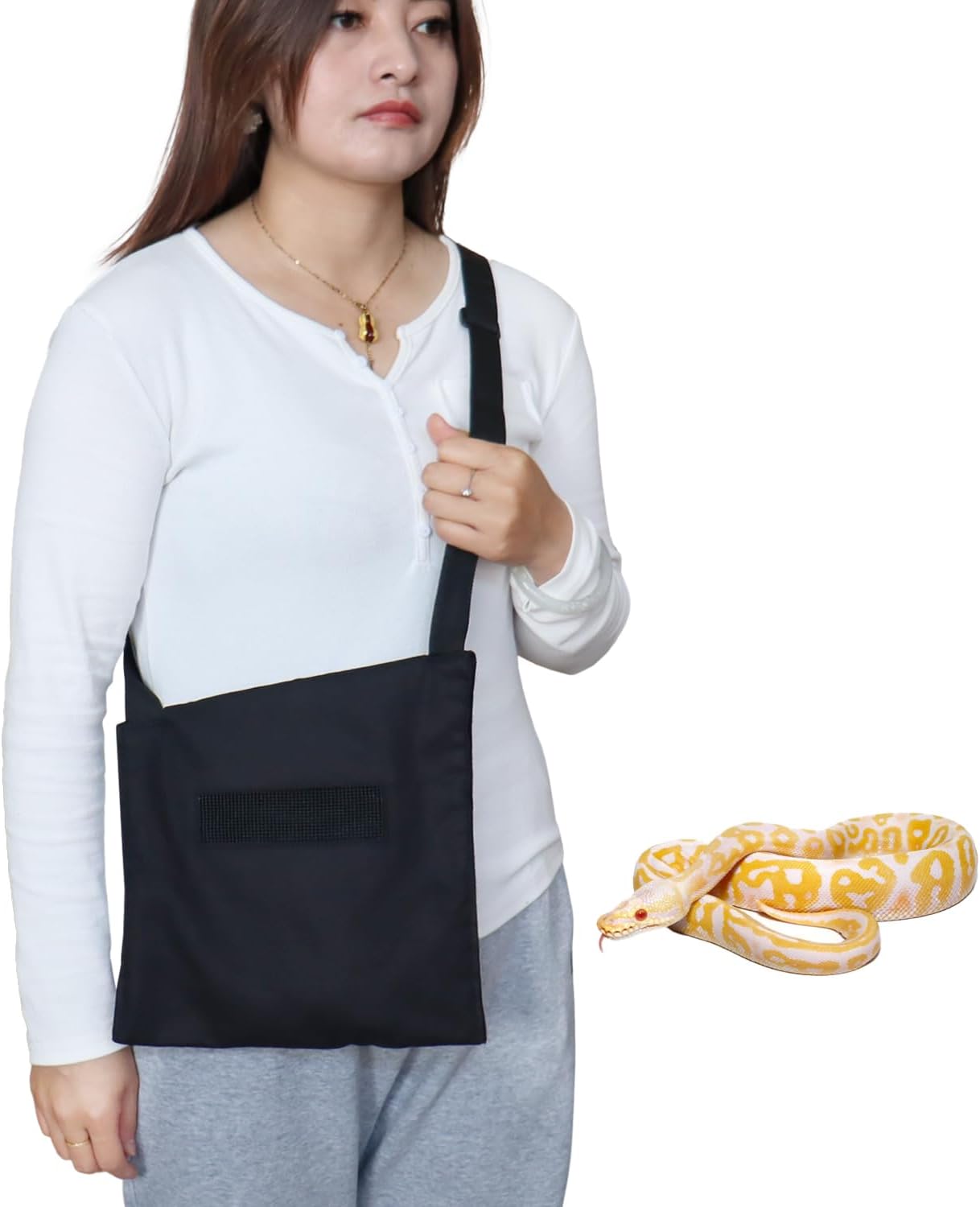 Breathable Snake Carrier Bag for Travel - Escape-Proof Canvas Reptile Transport Bag with Adjustable Strap & Fleece Lining, Ideal for Ball Pythons, Vet Visits, Camping - Image 1