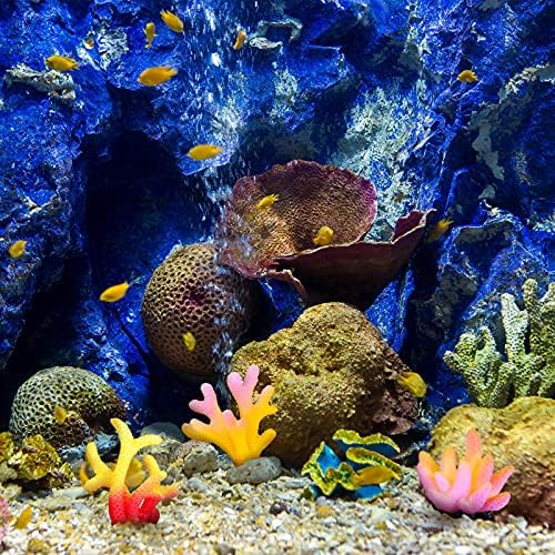 Mimorou safe polyresin fake coral plants surrounding a miniature underwater setup