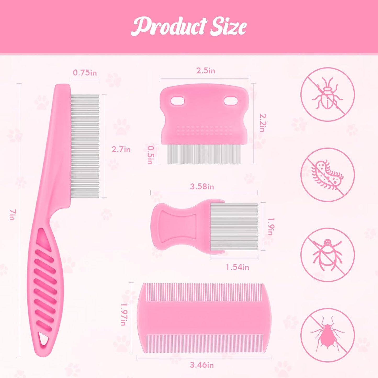 Close up of Kerros fine-toothed stainless steel lice removal comb