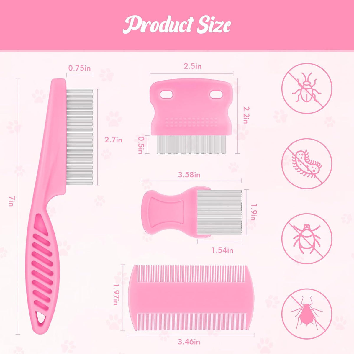 Close up of Kerros fine-toothed stainless steel lice removal comb