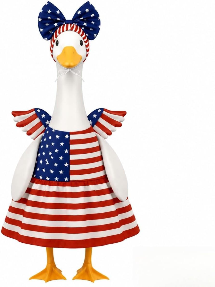 4th of July Patriotic Porch Goose Outfits,Patriotic Porch Goose Outfits for 23" Lawn Statue,Independence Day Goose Clothes for USA 250th Anniversary Outdoor Patio Yard Lawn Garden Decoration (D) - Image 9