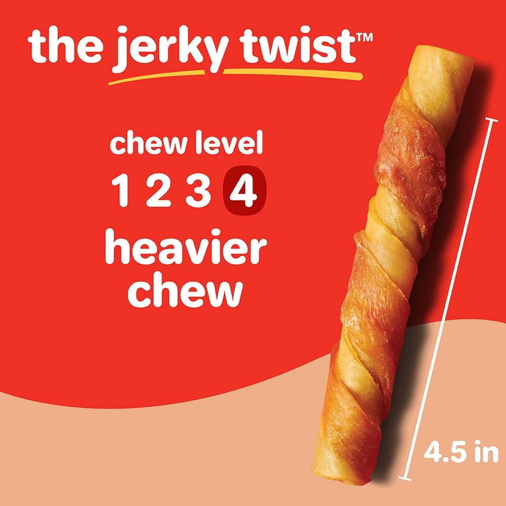Side view of Hartz Oinkies pork and chicken jerky twists