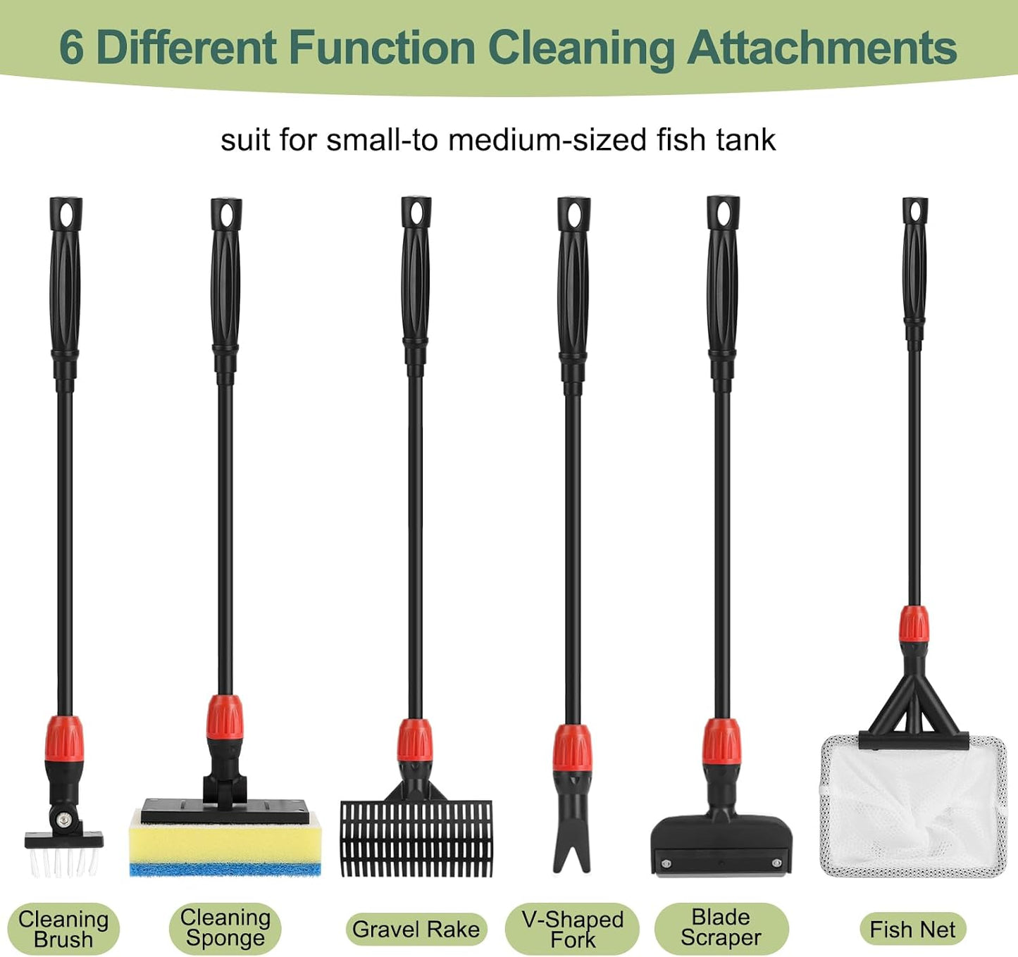 Hygger firm scrub brush cleaning aquarium corner and airstone