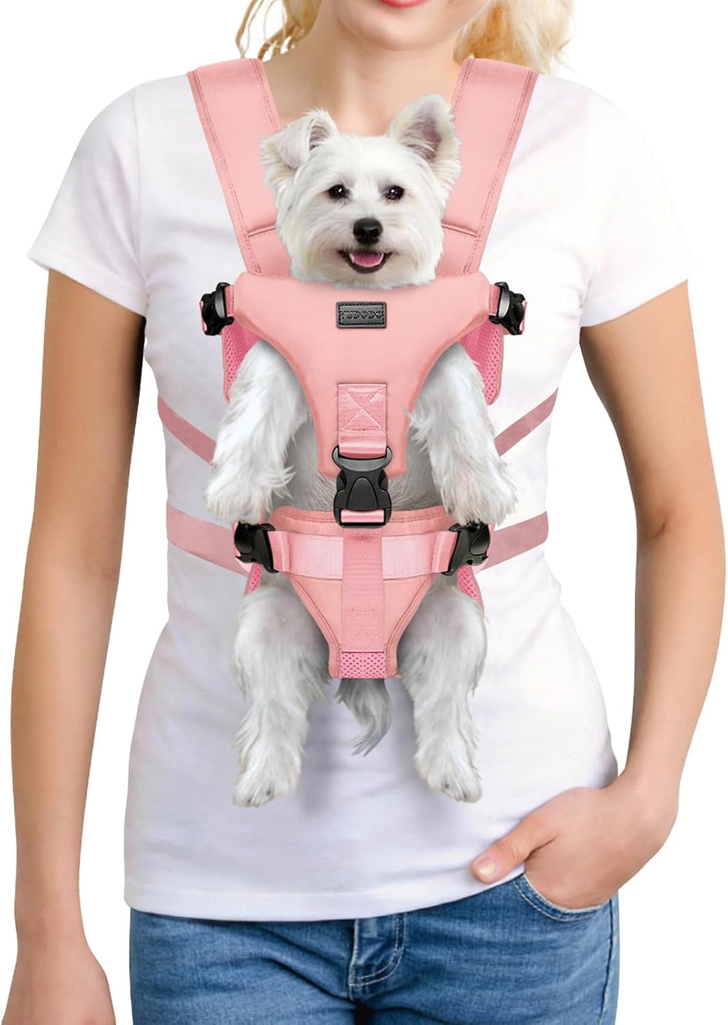 YUDODO Front Pet Carrier Backpack for Small Dogs, Secure and Breathable Mesh Travel Dog Carrier with Safety Belt, Ergonomic Support, Adjustable for Walking, Hiking (Black, M) - Image 9