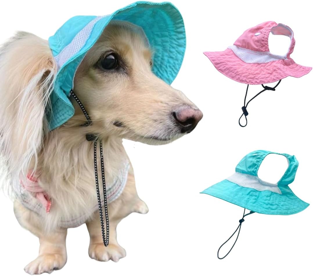 Detailed view of adjustable chin strap on dog bucket hat