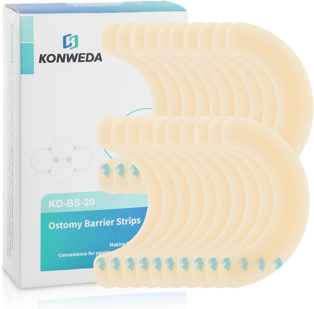 KONWEDA Elastic Colostomy Barrier Strips front packaging view showing medical grade hydrocolloid tape