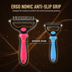 Deshedding dog brush for long hair removing loose fur and tangles safely