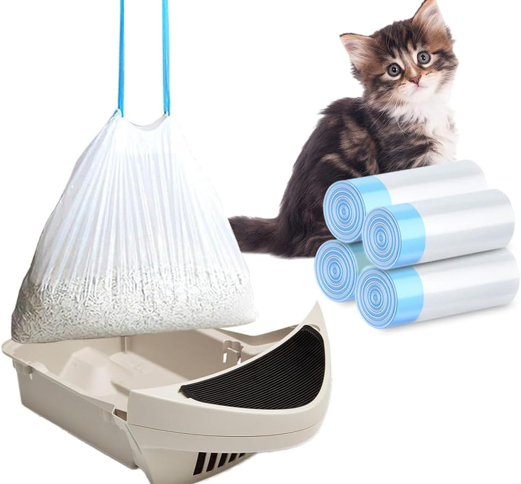 Unscented gray drawstring liners for automatic cat litter boxes