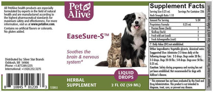 PetAlive EaseSure-S Nervous System Support for Dogs and Cats - Herbal Drops with Passion Flower, Skullcap, Ashwagandha, Wild Oat - Pet Involuntary Muscle Movements and Twitching - 2 Fl Oz - Image 9