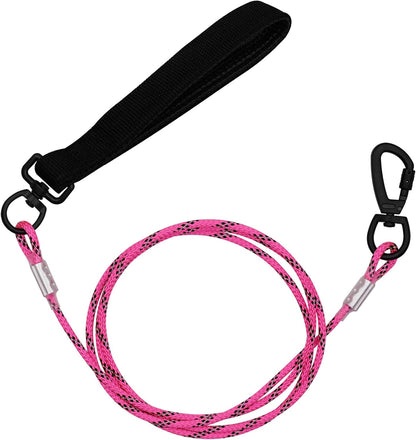 ZHOMA chew proof dog leash front view showing heavy duty pink steel cable lead