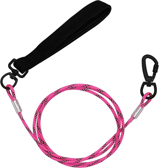 ZHOMA chew proof dog leash front view showing heavy duty pink steel cable lead