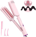 DotPet 3 barrel beach waver curling iron front view pink ceramic hair crimper for women styling