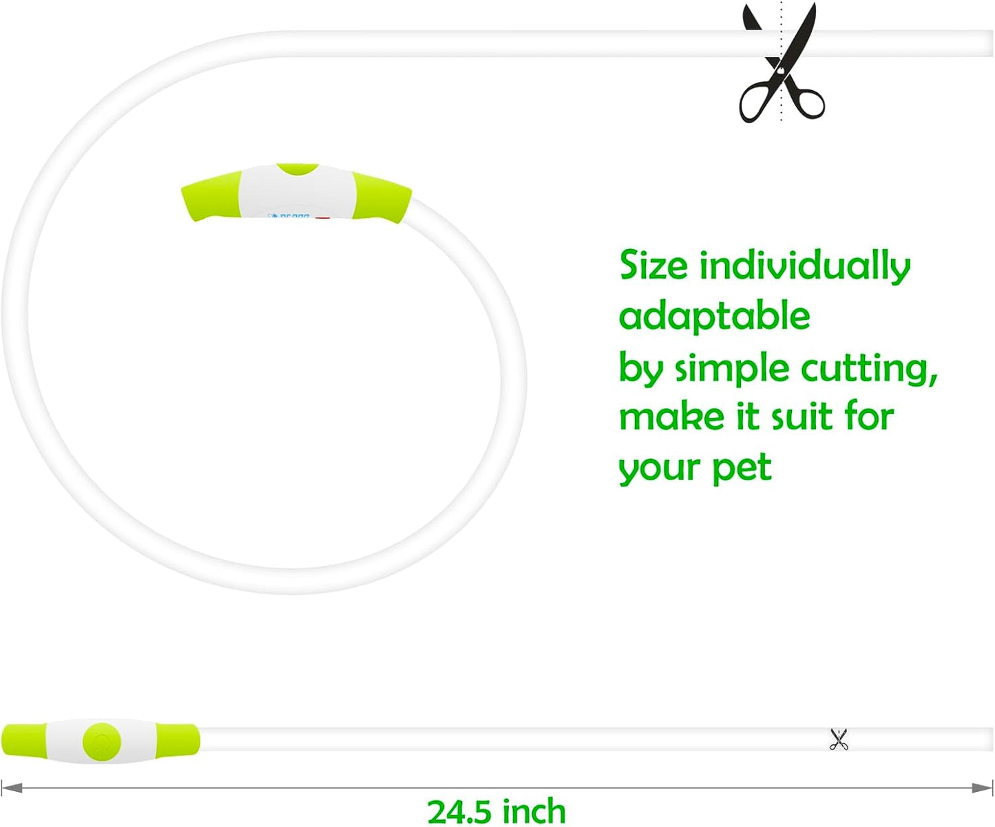 Green Bseen LED collar showing glowing light mode