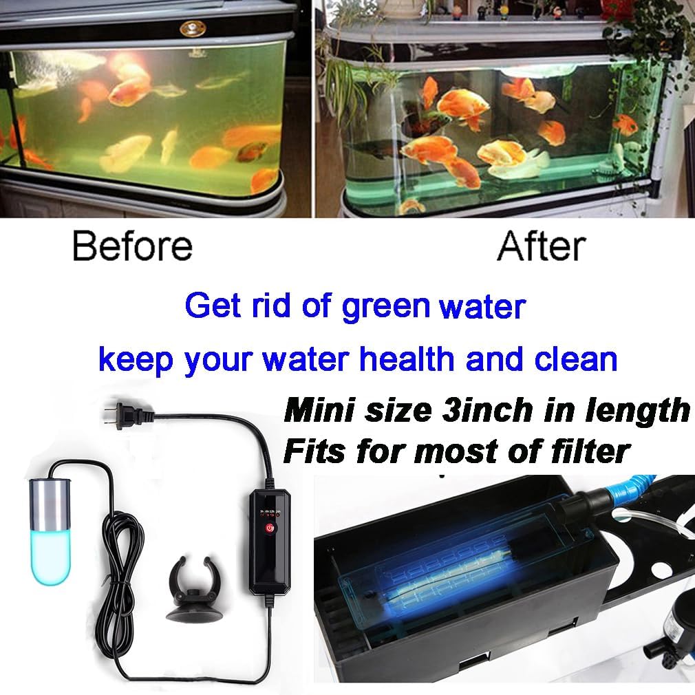 JackSuper 3 Watt UVC Aquarium Clean Light front view sterilizer lamp