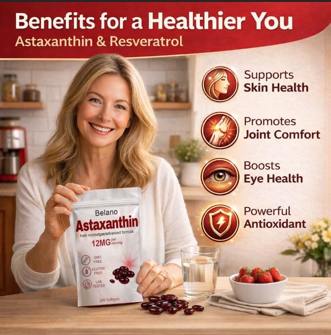 Elovita Belano Astaxanthin Two Hundred Softgels Capsule Close Up