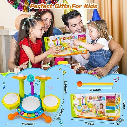 Premium imported children drum set layout showing durable plastic build quality and attractive design
