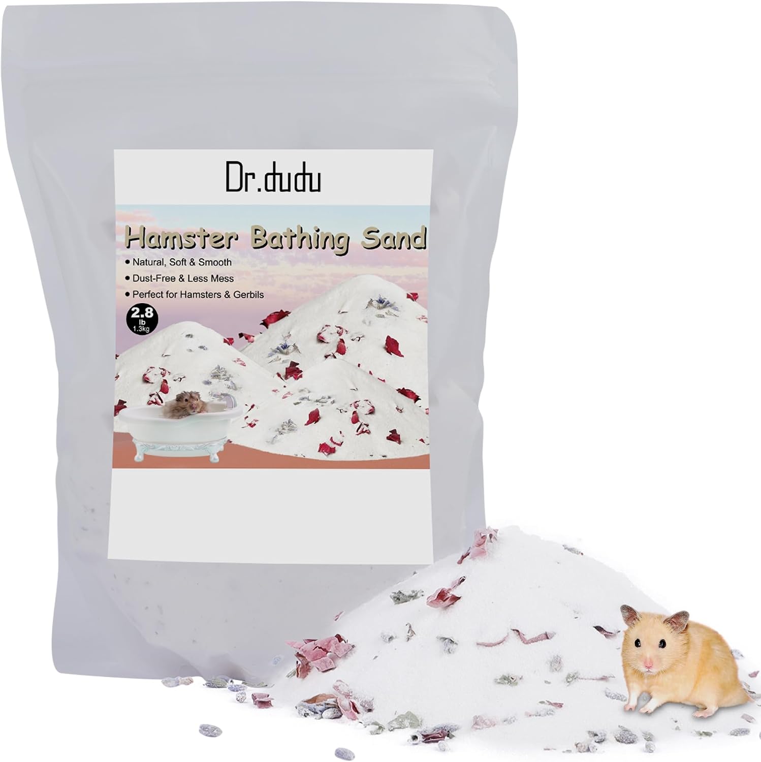 DR.DUDU Hamster Bath Sand, 2.8lb Dust Free Desert Sand or Potty Litter Sand for Hamster Chinchillas Gerbil Syrian Mice Small Animals (White) - Image 13