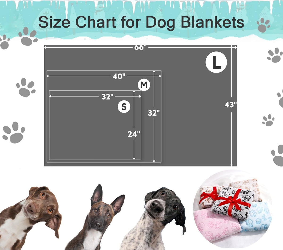 Stuffed washable pet blanket spread out flat to show full medium dimensions
