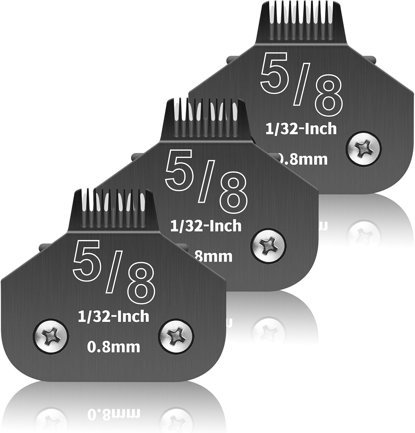 3 Pack 7FC Detachable Dog Grooming Steel Blades,Compatible with Andis,Oster A5,Wahl KM-10 Series,Cut Length 1/8" 3.2MM Black - Image 12