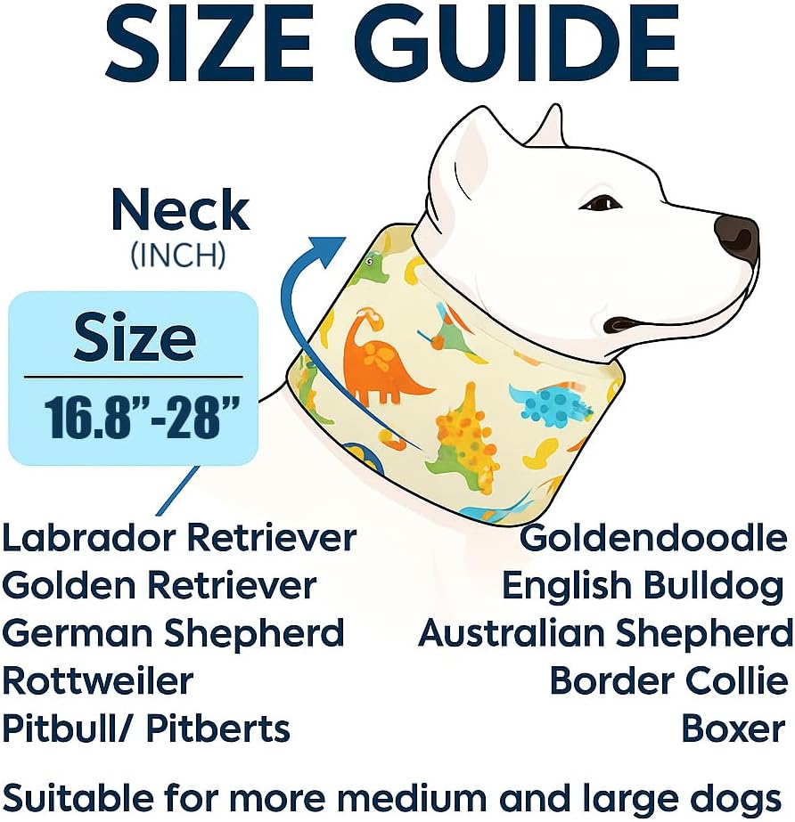 LovinPet soft dog cone alternative dinosaur print yellow neck cushion.