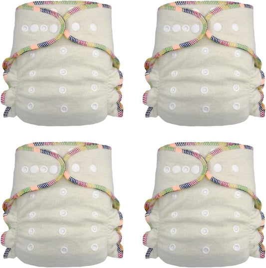 Ecoable Overnight Hemp Fitted Cloth Diaper front view with snap buttons