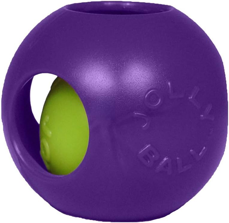 Durable red plastic Jolly Pets Teaser Ball outdoors