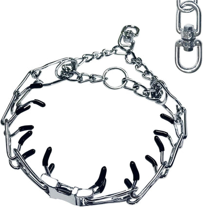 Freedom and Soul no pull dog collar front view highlighting the adjustable stainless steel links for dog training.