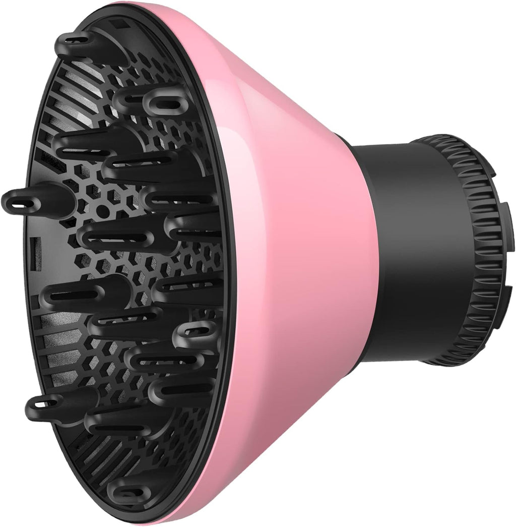 RIJATRAGAR Universal Hair Diffuser pink front view showcasing honeycomb vents for curly hair styling
