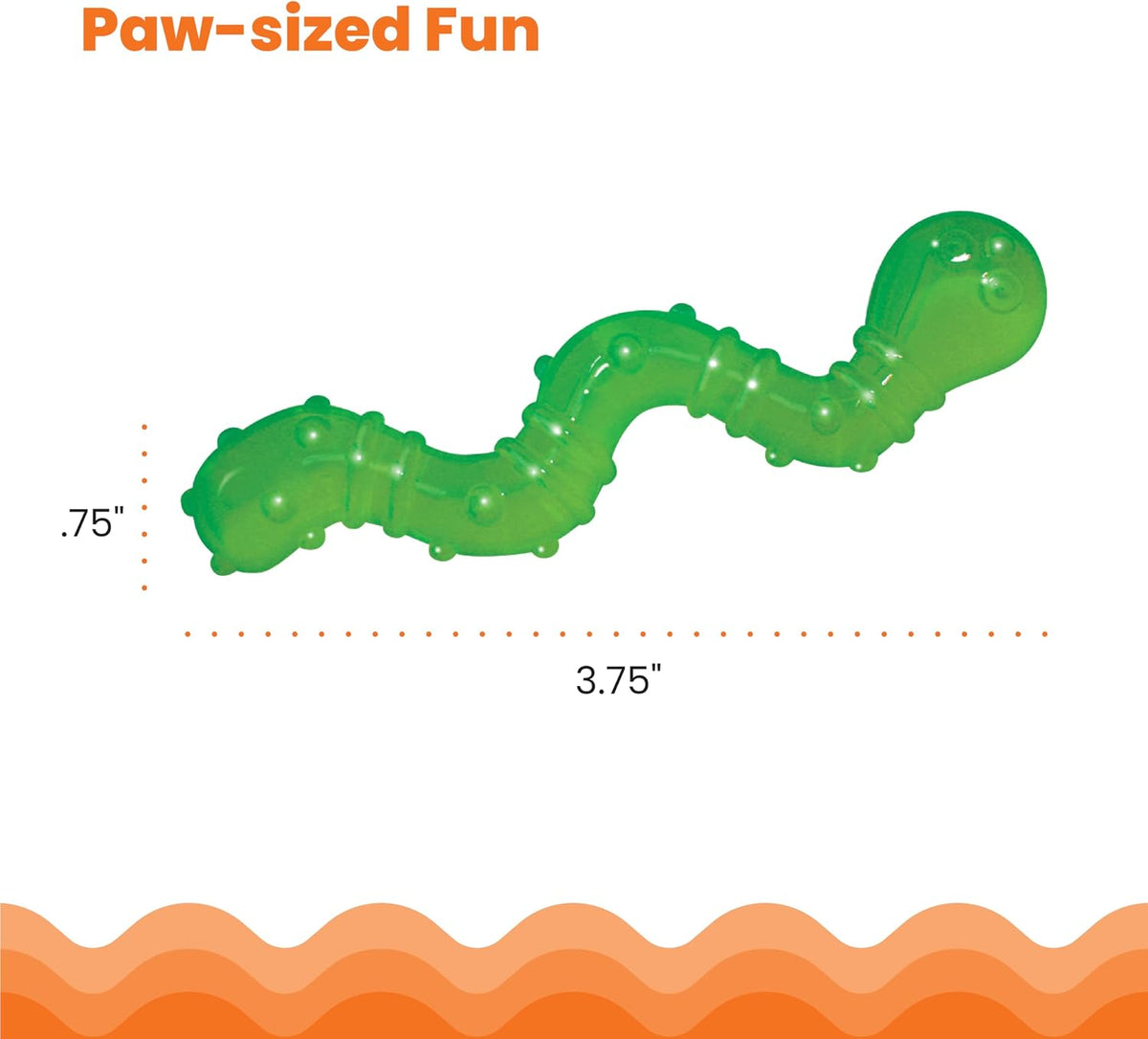 Side profile of Catstages Orka Kat Wiggle Worm catnip infused toy