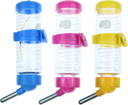 3 Pack Hamster Water Feeder Bottle, 125 ml No-Drip Small Animals Water Dispenser, Pet Hanging Water Bottle for Guinea Pigs, Bunny, Chinchillas, Rabbit - Image 1