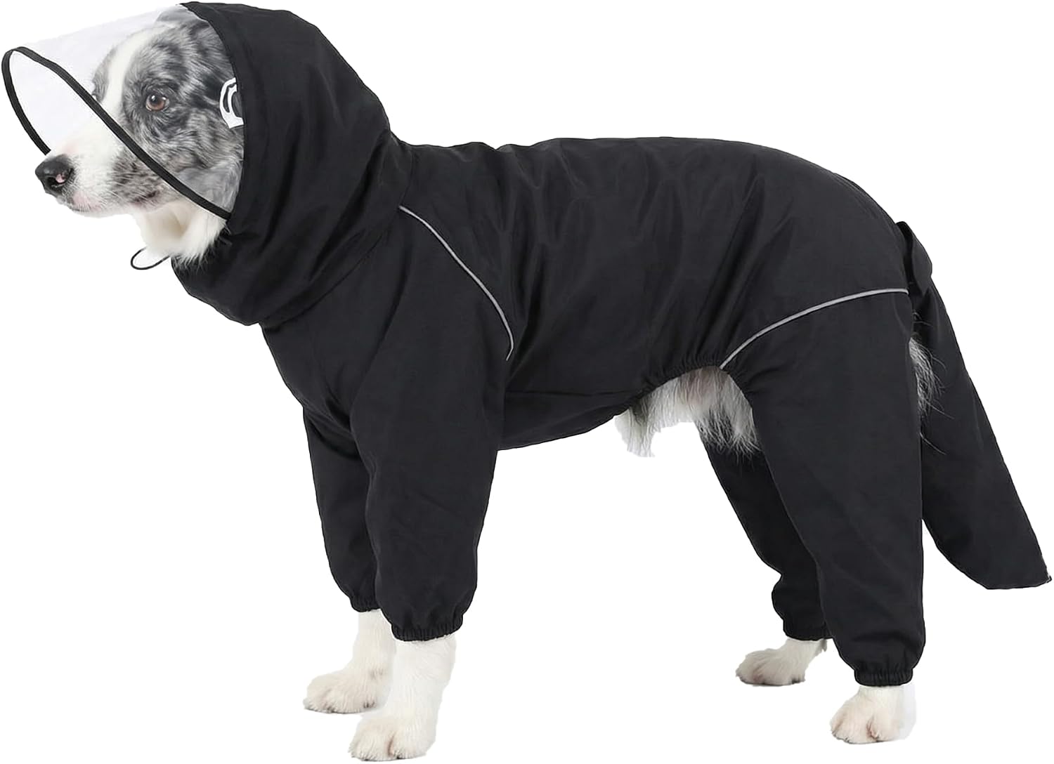 Dog Raincoat for Medium Large Dogs,rain Jacket Coat, Full Leg Coverage Waterproof Rain Suit with Detachable Hood & Tail, Reflective Strips, Snag-Free Top Zipper (Black for Boy, XX-Large) - Image 13