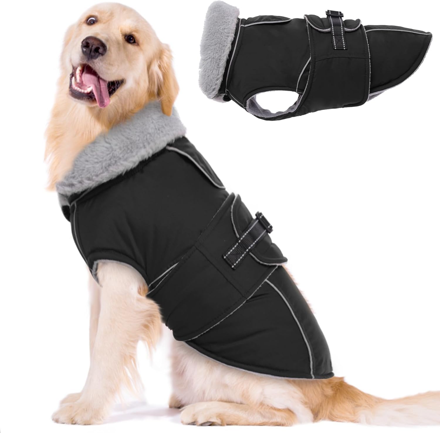 Lelepet Dog Coat Waterproof Dog Jacket Reflective Fleece Vest with Adjustable Buckle & Leash Hole Windproof Cold Weather Coats for Small Medium Large Dogs, Warm Hunting Vest, Orange, XXL - Image 11