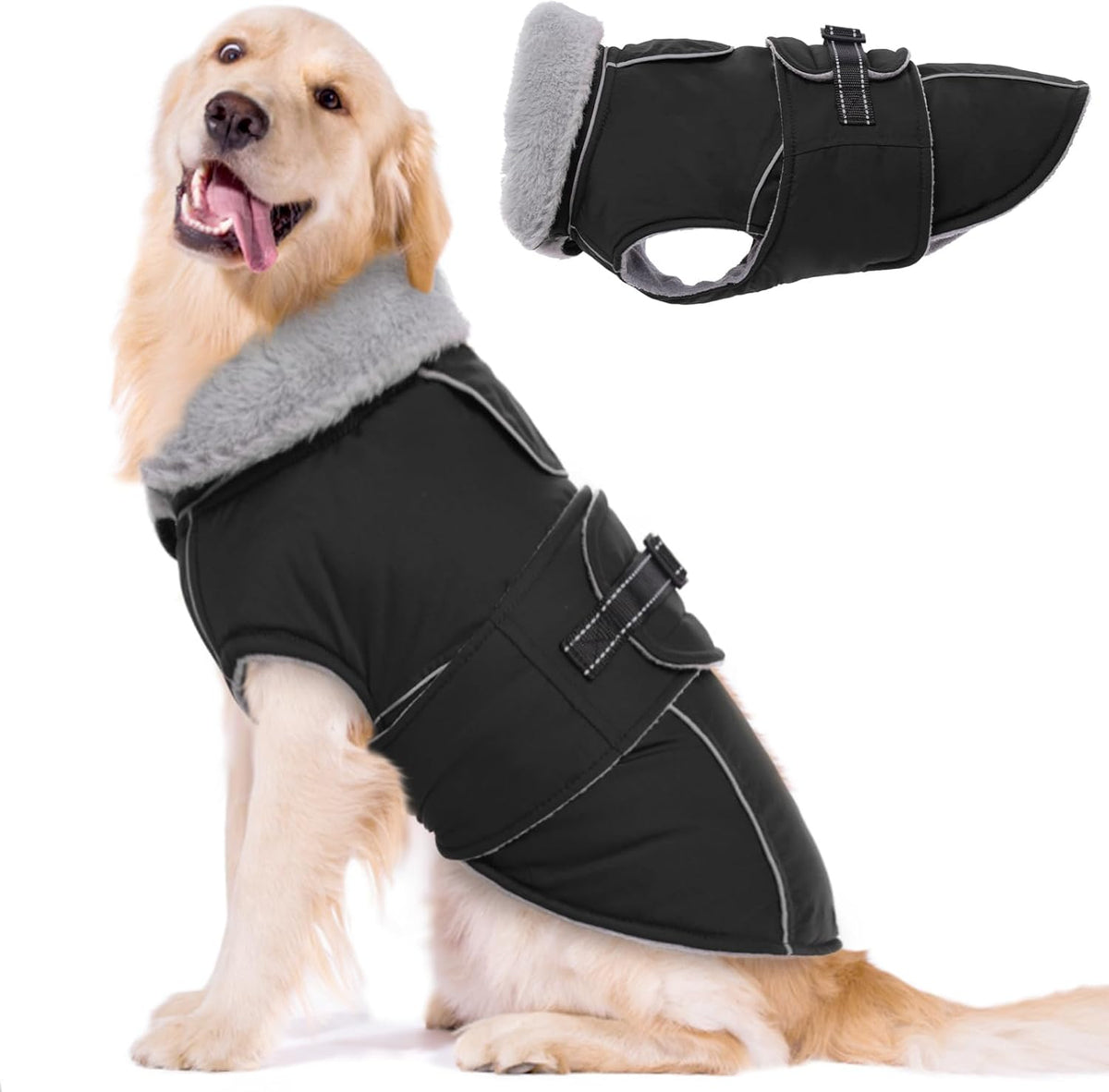 Lelepet Dog Coat Waterproof Dog Jacket Reflective Fleece Vest with Adjustable Buckle & Leash Hole Windproof Cold Weather Coats for Small Medium Large Dogs, Warm Hunting Vest, Orange, XXL - Image 11
