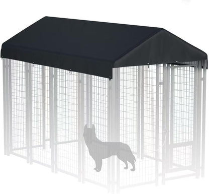 Ddeman outdoor dog kennel cover front view showing waterproof canopy material