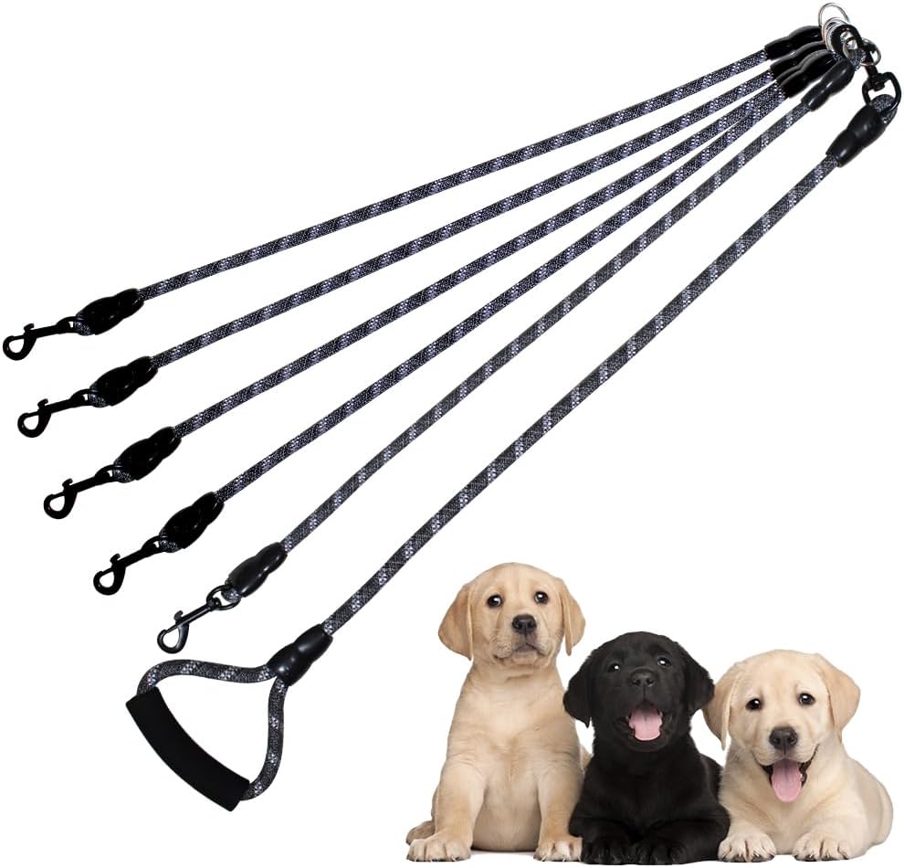 3 Way Reflective Heavy Duty Dog Lead Leash for Small Medium Large Dogs, Rope Dog Leash, 360 degrees Swivel Tangle Free with Comfortable Handle, Support Add to Multiple Rope - Image 12