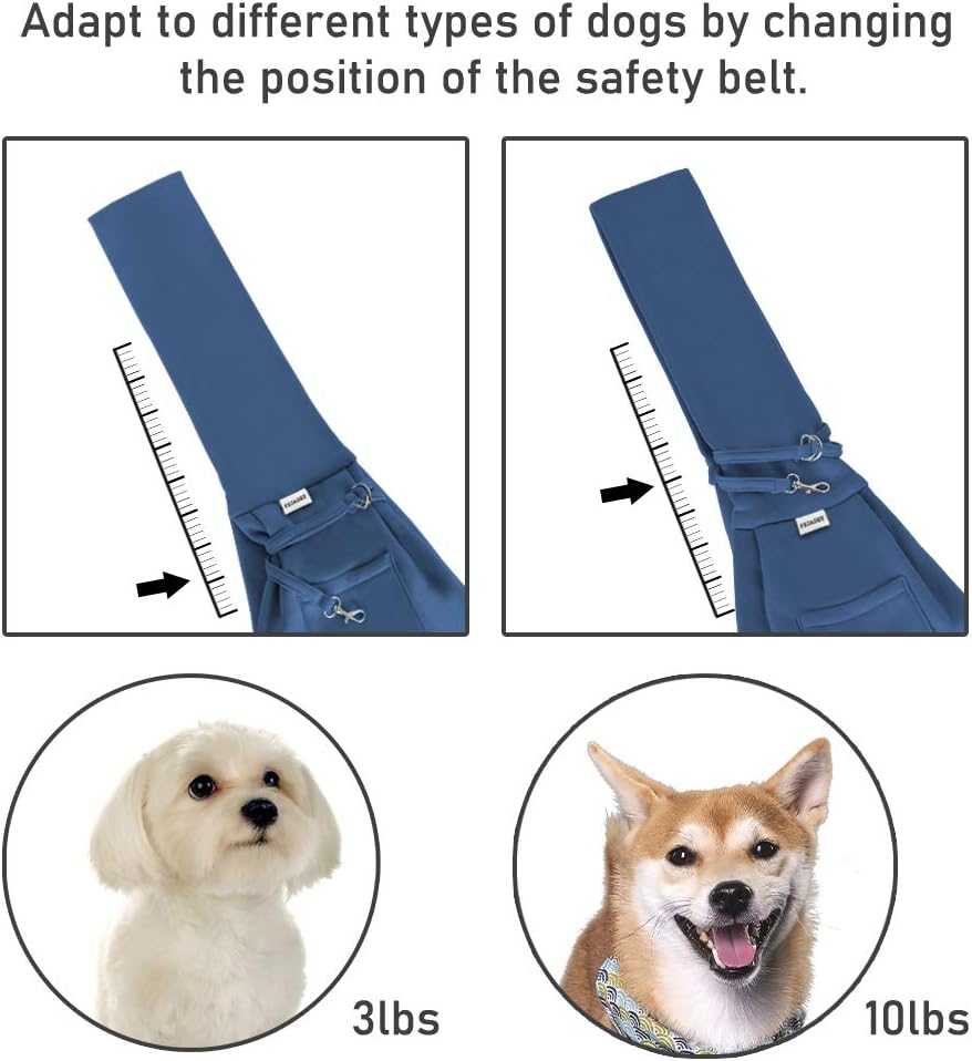 Side view of Fdjasgy pet sling with pocket usage