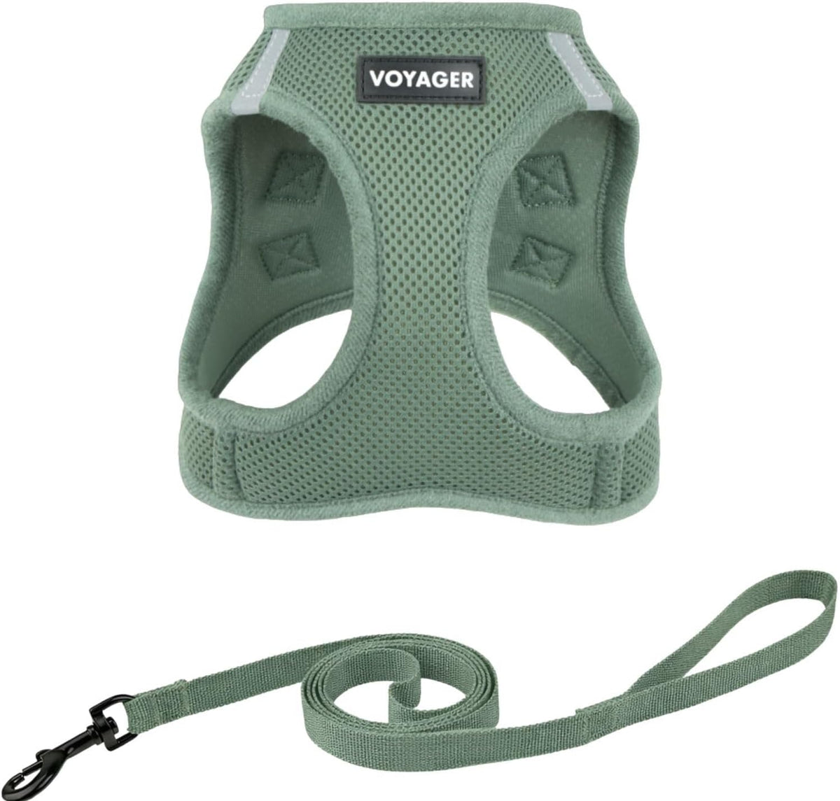 Best Pet Supplies Voyager Step-In Pet Harness front view in moss green mesh