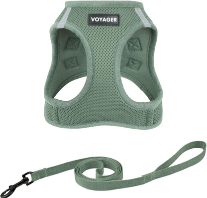 Best Pet Supplies Voyager Step-In Pet Harness front view in moss green mesh