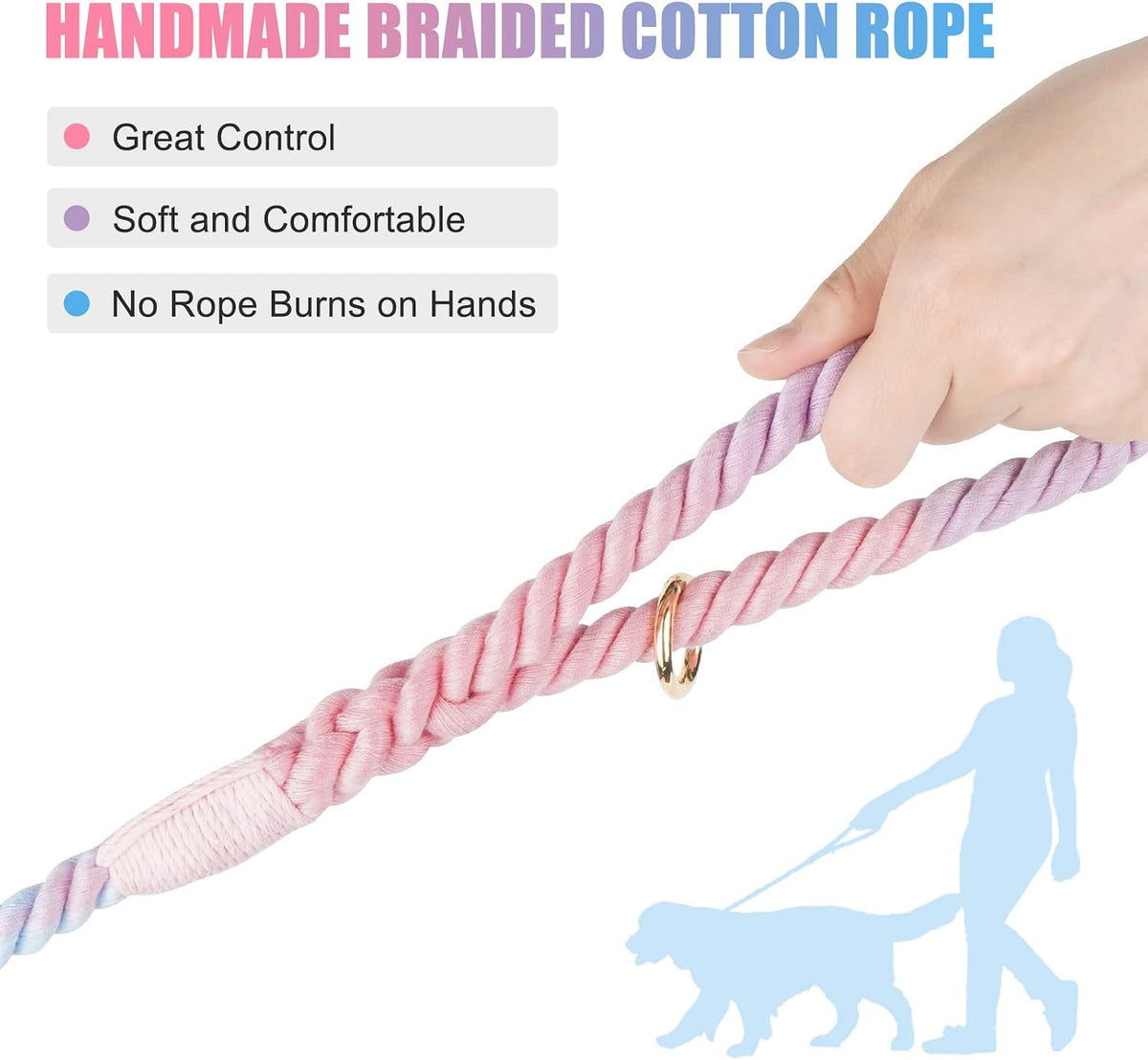 Premium cotton pet walking lead showing close up of heavy duty zinc alloy closure.