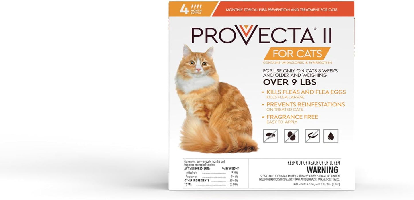 Close up view of Provecta II monthly topical tubes for heavy cats over nine pounds.