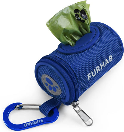 FURHAB Dog Poop Bag Holder for Leash Doggie Waste Bag Dispenser Soft Fabric Puppy Potty Carrier Small Doggy Zipper Pouch with Carabiner Clip with 1 Roll of Pet Trash Bags, Black - Image 14