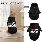 Warm winter pet sweatshirt with leash hole back pocket detail