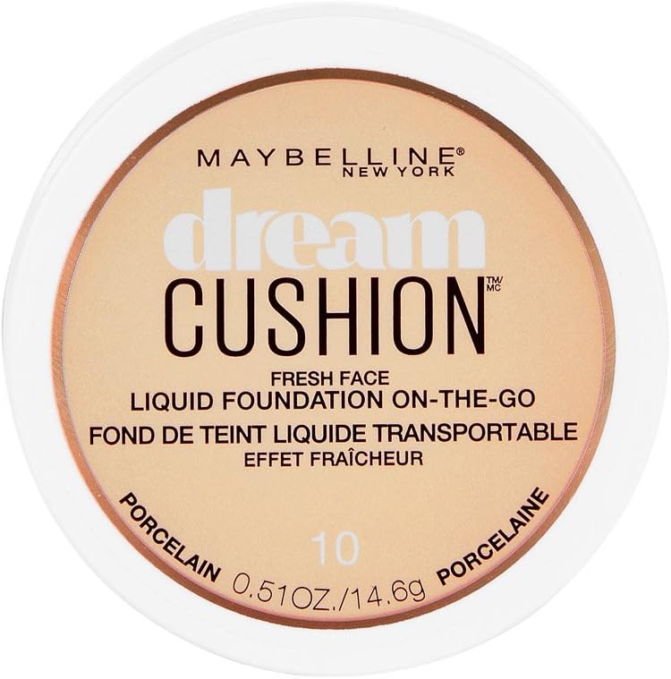 Maybelline New York Dream Cushion Liquid Foundation front view for luminous skin makeup.