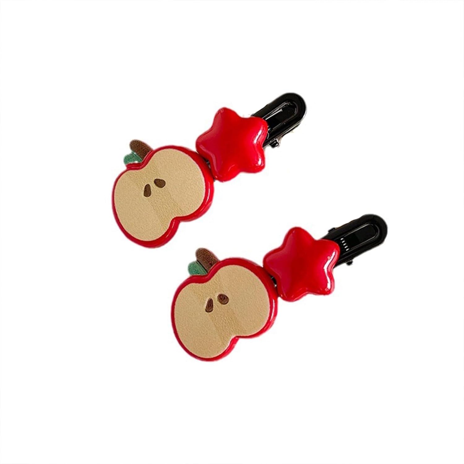 Dhdfisd apple hair clips front view showing cute red resin design
