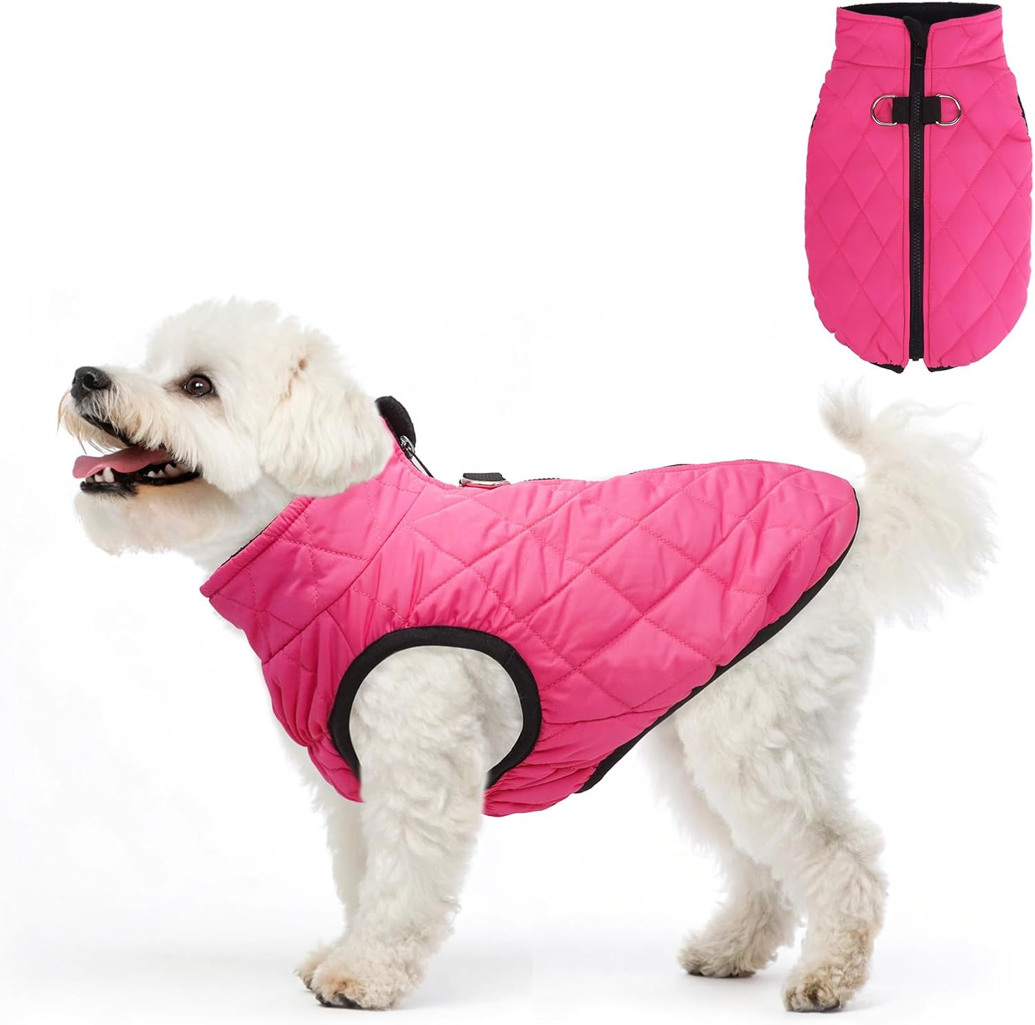 SCENEREAL Winter Dog Vest Coat with Harness Built In, Warm Puppy Jacket for Small Medium Dogs, Cold Weather Coat with Zipper, Fleece Puffer Vest Windproof Snow Clothes - Image 12