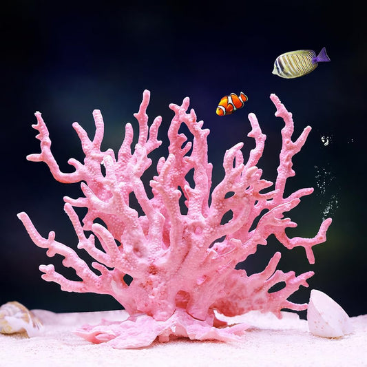 Aiqriwv artificial coral aquarium ornament front view inside a fish tank.