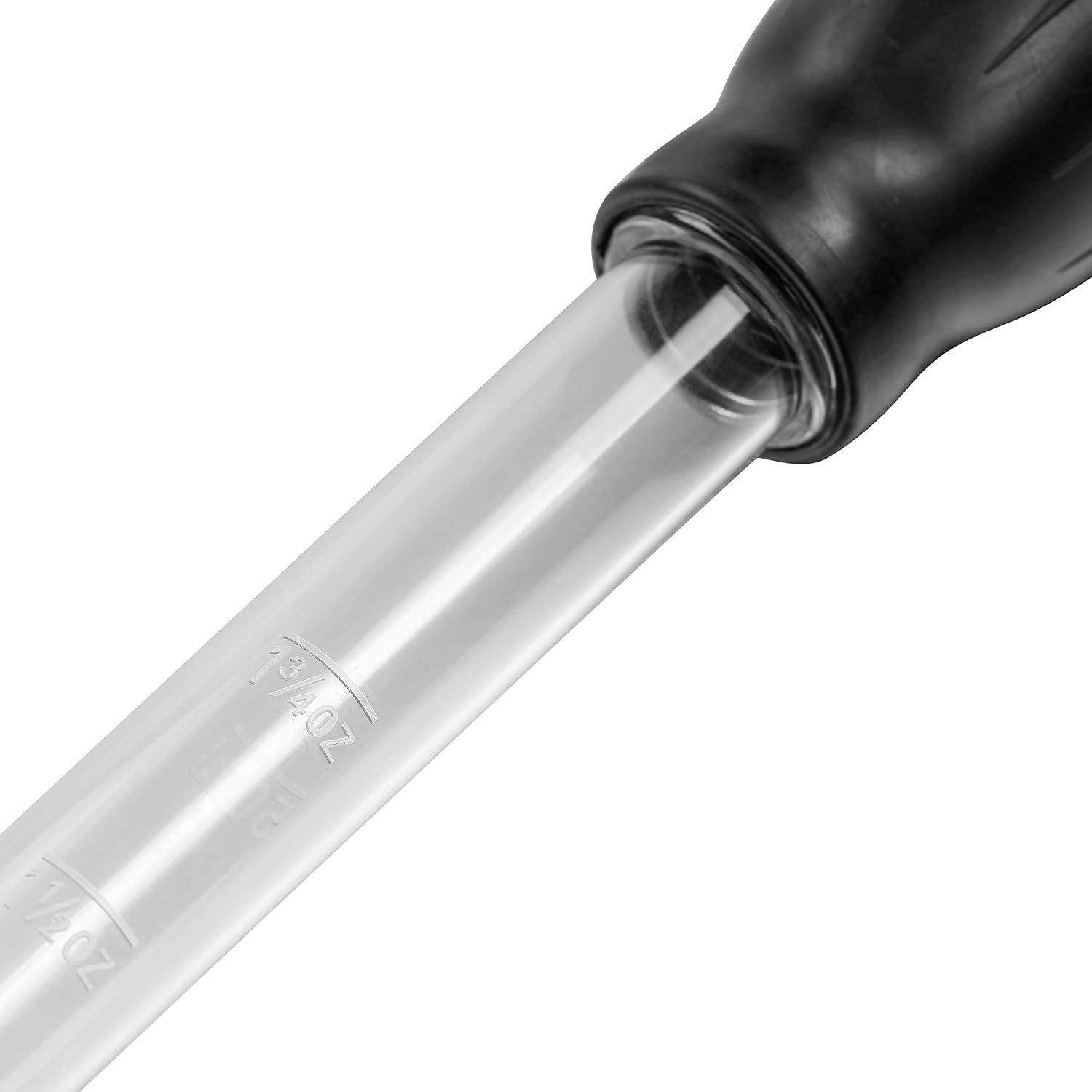 Close up view of the durable plastic tube on the Filhome aquarium water changer siphon.