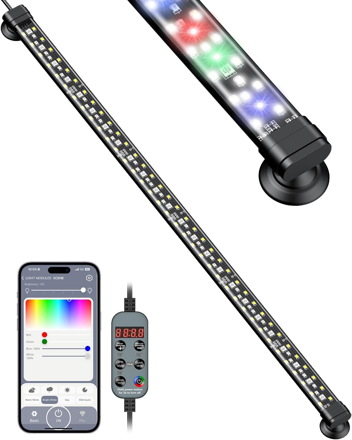 Pawfly Aquarium Light with Bluetooth for Plants, 5W 8 inch Full Spectrum Fish Tank Light for 8-15 inch Fish Tanks, Submersible LED Lights with App Control, Timer Modes & Adjustable Brightness - Image 15