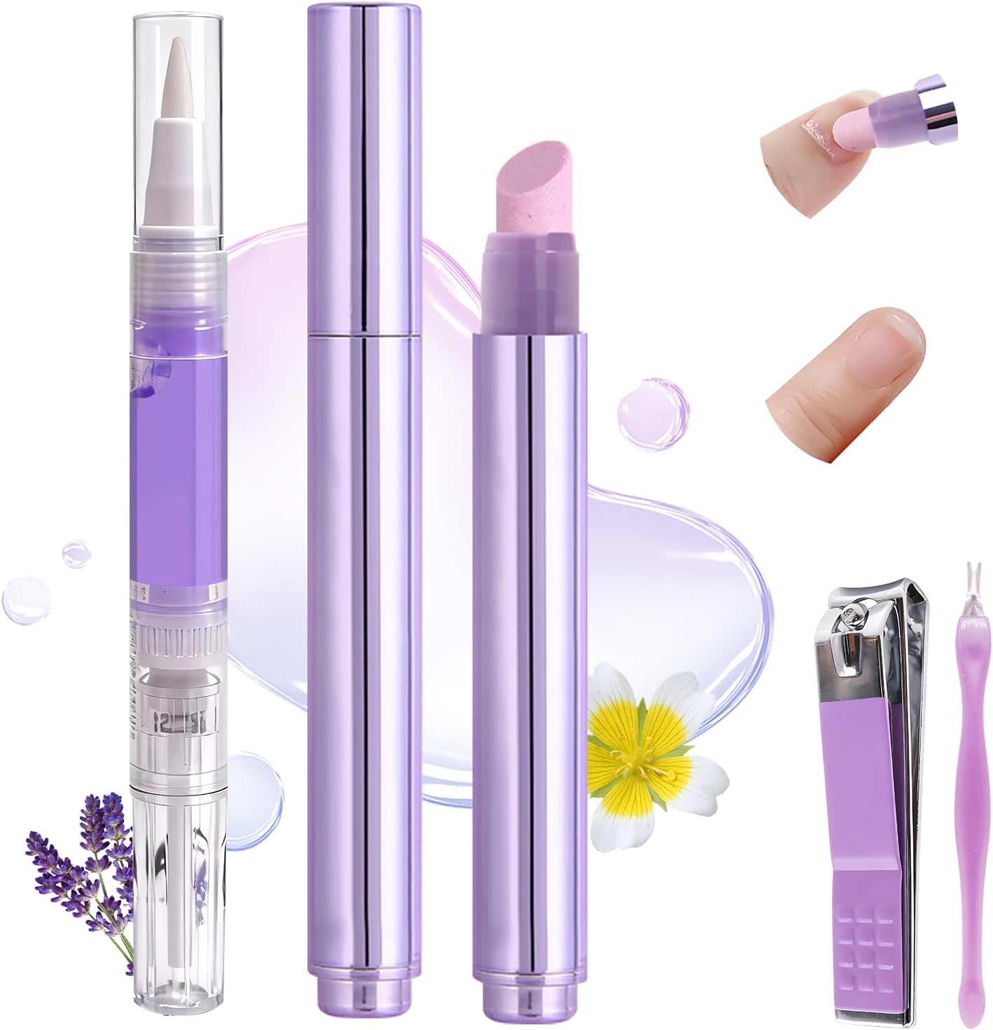 Gellen Ceramic Cuticle Oil Pusher Pen front view showing the sleek 3-in-1 design for precise nail care.