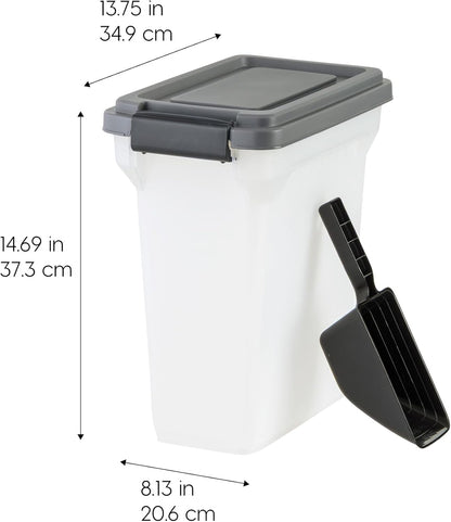 IRIS USA airtight pet food bin with snap-lock latches